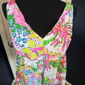 Lilly Pulitzer Floral Peplum Top Size Large